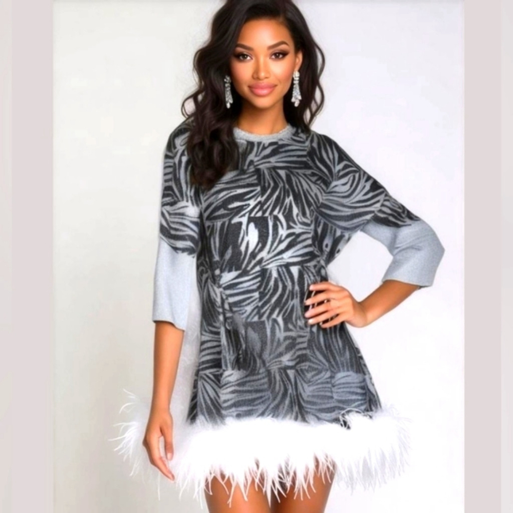 Vintage 1960s Glam Animal Print Dress – Upcycled with Feathers
